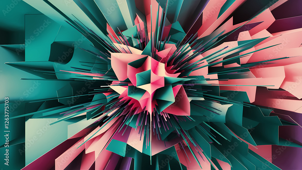 Poster a geometric pattern background is abstract with a 3d effect giving it depth and dimension - digital 