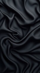 Fototapeta premium Soft black fabric draped elegantly with intricate folds and textures in natural light