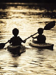 Two Children Kayaking