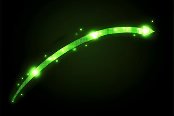 Green Glowing Arrow: Digital Progress, Futuristic Design, Technology Concept