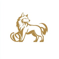 Fototapeta premium An icon featuring a wolf holding a barbell