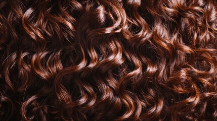 Interesting curly hairstyle featuring rich brown color and defined curls on a close-up view, highlighting texture and shine