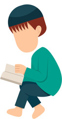 Character Of Muslim Boy Reading Book