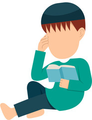 Character Of Muslim Boy Reading Book
