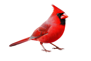 Vibrant Red Cardinal Bird on Transparent Background, Detailed Illustration,  Stunning Avian Artwork,  Nature's Beauty.