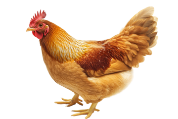 Golden Hen:  Feathers, Texture, Farm Animal, Transparent Background.  Beautiful Bird with Detailed Plumage.