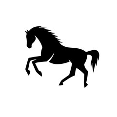 black flat style horse silhouette vector