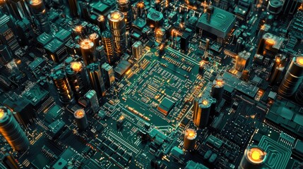 A modern electronics processing facility with circuit boards being assembled.