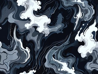Abstract Swirling Galaxy: A Digital Masterpiece in Shades of Midnight Blue