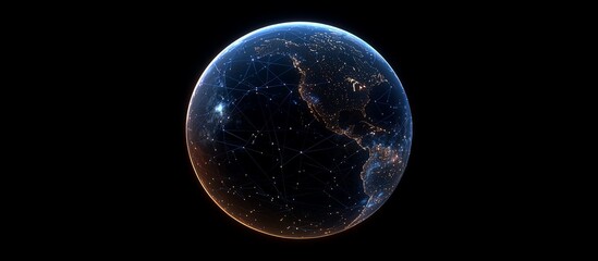 Obraz premium A detailed view of Earth illuminated by city lights, showcasing global connectivity at night