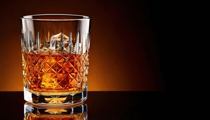 Enjoying a classic whiskey on the rocks in a dimly lit setting