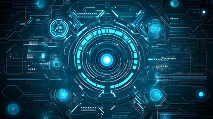 Fototapeta premium Exploring Futuristic Digital Interfaces: Neon Blue Tech