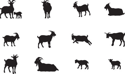 Obraz premium Farm Goat Silhouettes