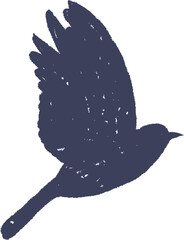 Hand Drawn Crayon Flying Bird
