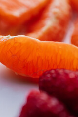 close up of a peeled orange segment