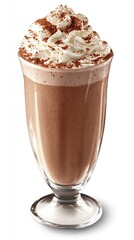 Creamy chocolate drink topped with whipped cream and cocoa powder