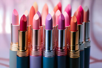 Assortment of colorful lipsticks, make-up concept