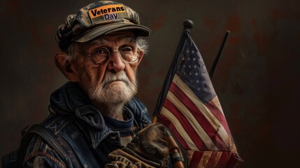 Obraz premium Portrait of an elderly man wearing a cap with