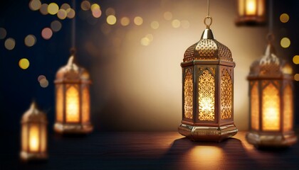 Obraz premium Generated imageRamadan Lantern decoration background 3d rendering 