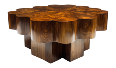 PNG Luxurious walnut wood coffee table furniture craftsmanship tabletop.