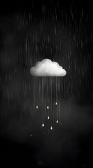 Abstract rain cloud, dark background, artistic illustration, possible use for design inspiration