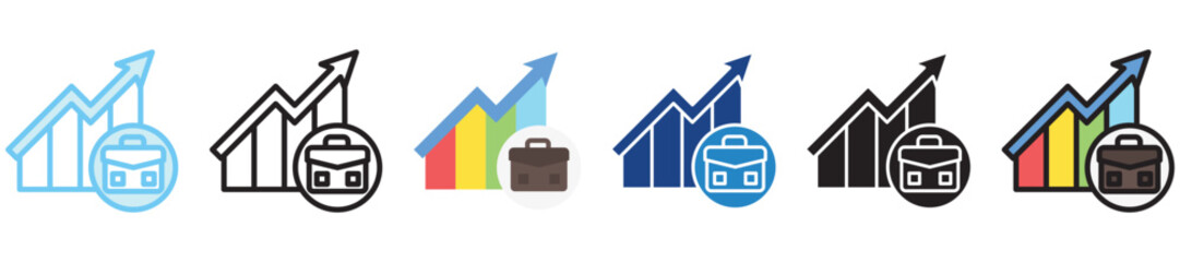 Employment Rate multi style, mini illustration icon. outline, flat, glyph, dual tone, line color, UI, UX kit, app and web development, digital or print. For finance, business, economy.