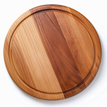 tabla plato de madera para cocinar, cortar comida, fondo blanco