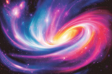 A colorful fractal pattern of swirling galaxies with intricate details and vibrant hues.
