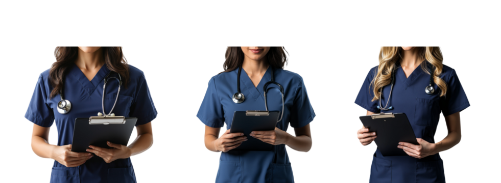 Female Healthcare Workers Holding Clipboards
