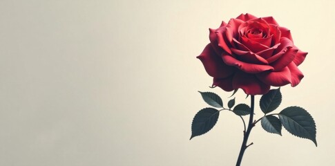 Fototapeta premium Black silhouette of a large rose against a light gray or beige background , bold, flowers, contrast