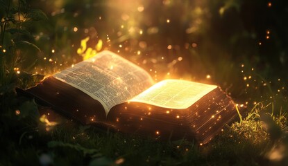 Magical Book in Mystical Forest