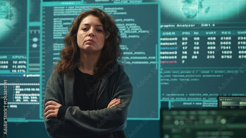 Poster cyber security expert in a national safety operations center detecting cyber attacks or threats. gov