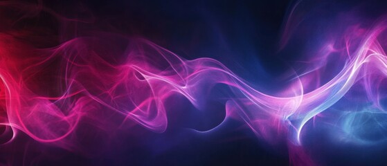 Fototapeta premium Abstract pink and blue smoke or light trails on a dark background Flowing, ethereal, and vibrant energy waves, perfect for backgrounds, wallpapers, or design elements representing movement, magic, or