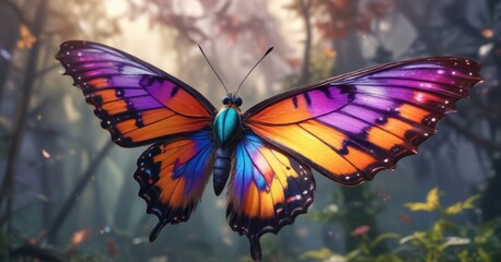 Beautiful butterfly with vibrant colorful wings, beautiful butterfly, flower, wildlife