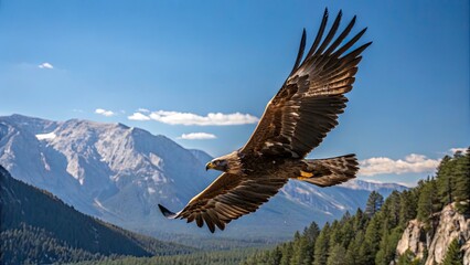 Majestic Golden Eagle in Flight: Stunning Documentary Photography of Wildlife in Action, Capturing Nature's Beauty and the Power of Birds of Prey in Their Natural Habitat