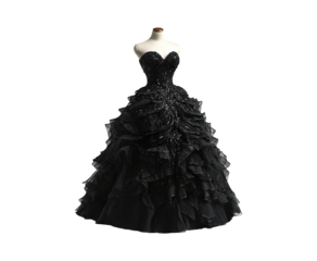 Elegant Black Evening Dress Isolated on Transparent Background