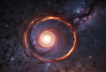 Black Hole Against Vibrant Starry Sky with Glittering Cosmic Radiation, starry sky, galaxy, stellar background