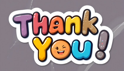Fototapeta premium Colorful sticker with the phrase 'Thank You' in stylized letters
