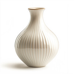 Off-White Ribbed Ceramic Vase