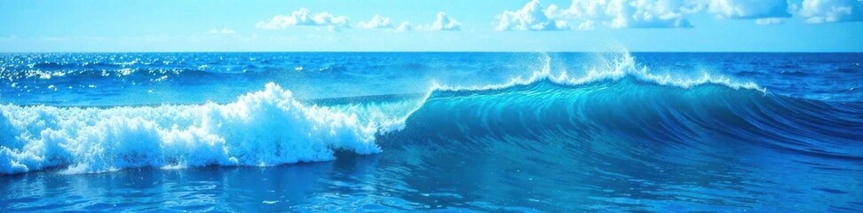 Fototapeta premium Blue and white abstract wave pattern on the ocean, natural elements , subtle texture, blue and white