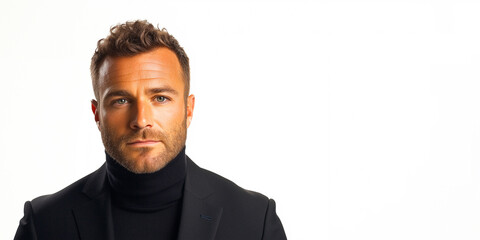Portrait of Man in Black Turtleneck and Blazer