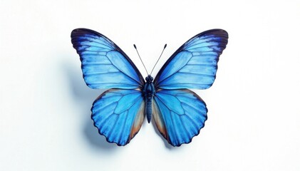 Fototapeta premium blue watercolor butterfly on white background, colorful, floral, design