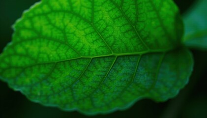 Close-up of delicate dark green leaves with intricate veins , intricate, dark, delicate
