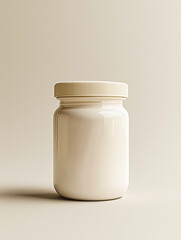 Cream-Colored Plastic Jar with Lid