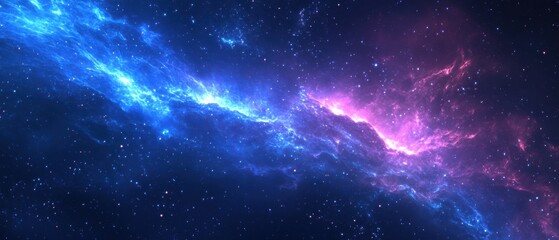 Fototapeta premium Vibrant blue and pink nebula in outer space with countless stars Cosmic background of a colorful interstellar cloud of gas and dust Concept of astronomy, deep space exploration, and the universe