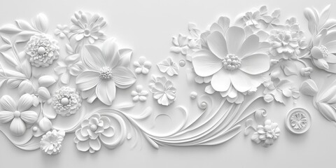 Elegant White 3D Floral Wall Art Design