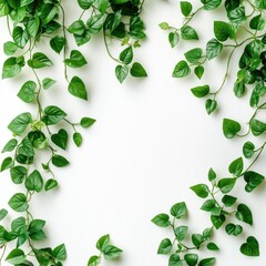 Fototapeta premium Set of Tropical Creeper Plants Arranged Neatly in a Row Against a Clean White Background for Gardening Enthusiasts