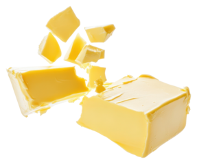 PNG Exploding butter block breaking background floating isolated.