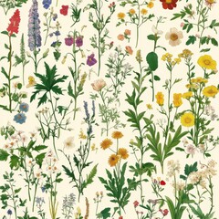 A Delightful Tapestry of Blossoms: A Vibrant Botanical Illustration