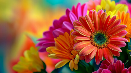 Fototapeta premium Vibrant Gerbera Daisies Blossom with a Hint of Floral Art